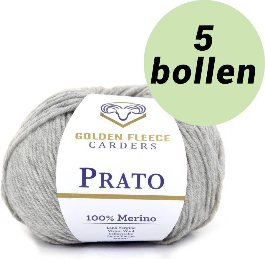 Golden Fleece yarn 5 bollen breiwol Zilver grijs (806) 100% Merino wol s Prato silver grey