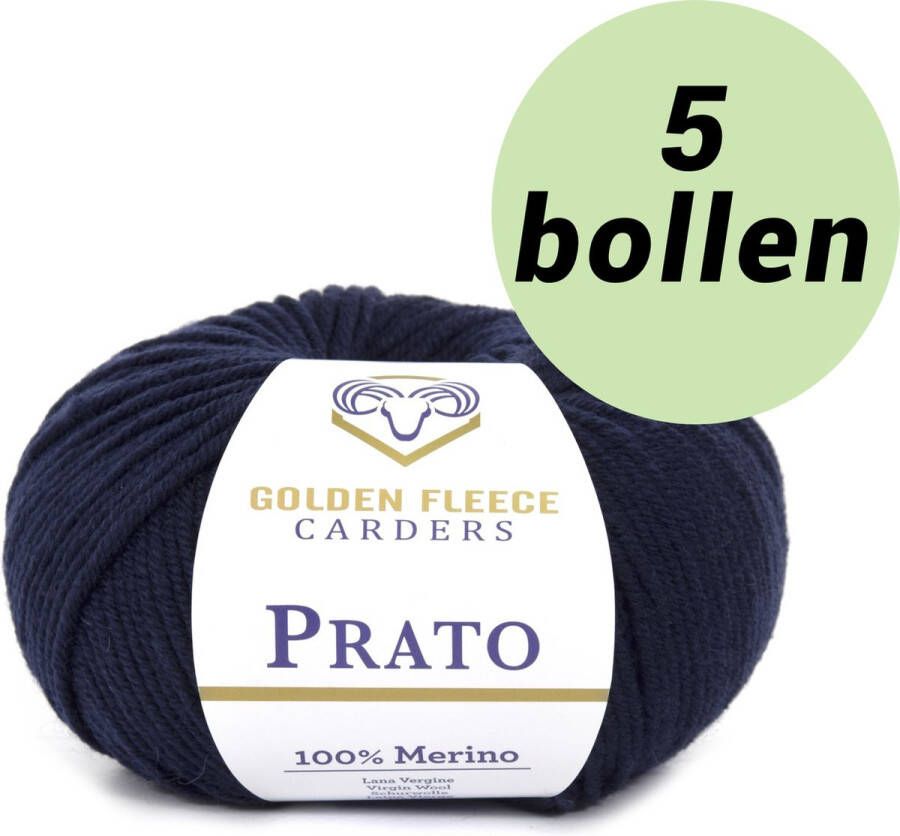 Golden Fleece yarn 5 bollen breiwol Donker blauw (823)- 100% Merino wol s Prato navy blue