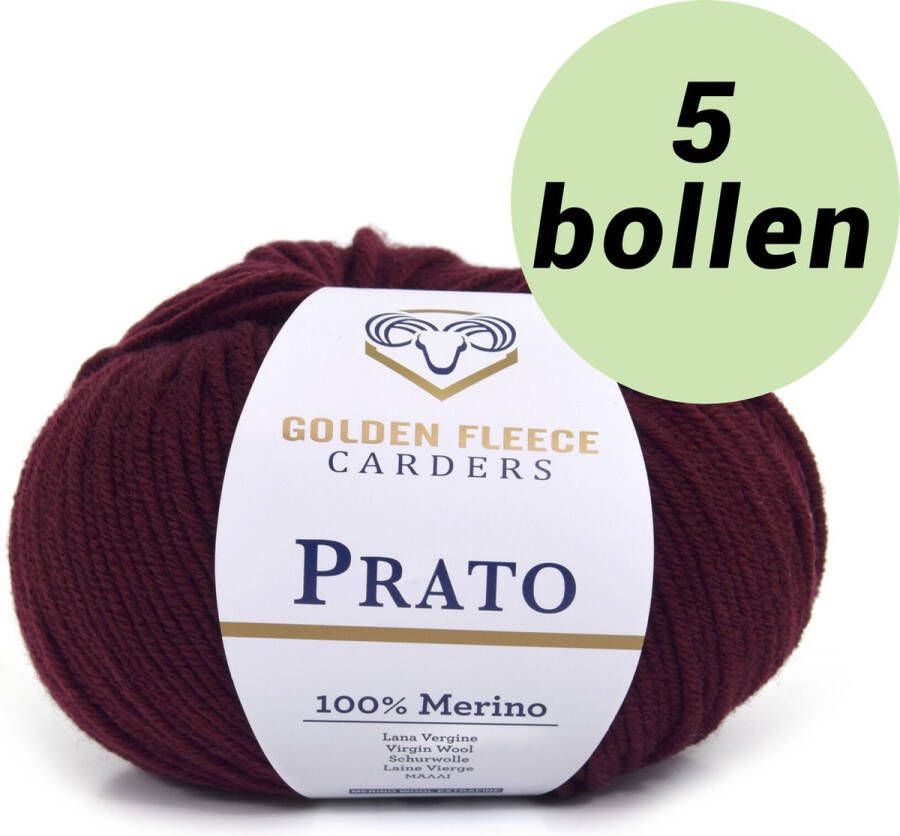 Golden Fleece yarn 5 bollen breiwol Donker rood (819) 100% merino wol s Prato cranberry red