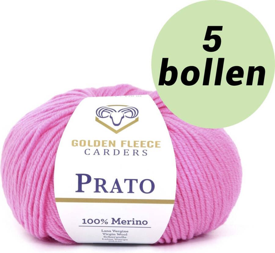 Golden Fleece yarn 5 bollen breiwol Hard roze (812) 100% merino wol s Prato candy pink