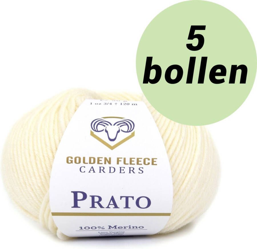 Golden Fleece yarn 5 bollen breiwol Ivoor (801) 100% merino wol s Prato ivory white