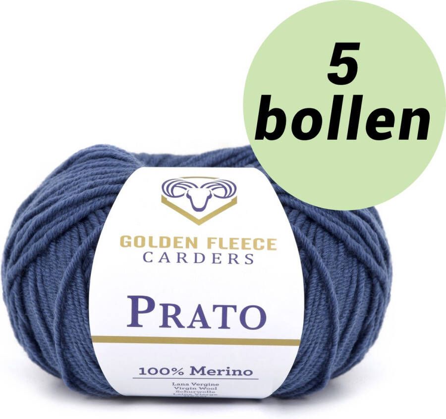 Golden Fleece yarn 5 bollen breiwol Marine blauw (811) 100% merino wol Prato deep blue