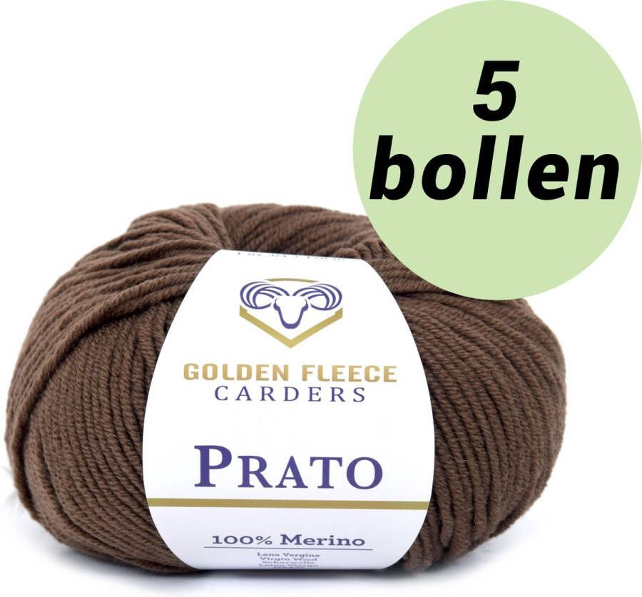 Golden Fleece yarn 5 bollen breiwol Mokka bruin (820) 100% merino wol s Prato mocca brown