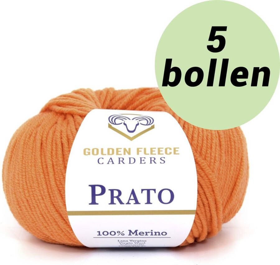 Golden Fleece yarn 5 bollen breiwol oranje (809) 100% merino wol s Prato mandarin orange