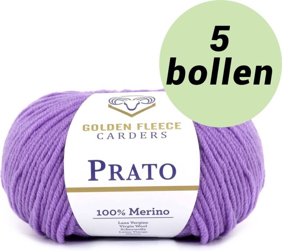 Golden Fleece yarn 5 bollen breiwol paars (813) 100% merino wol s Prato royal purple