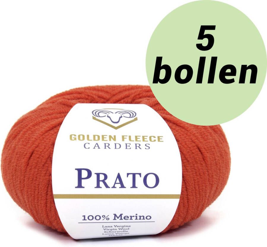 Golden Fleece yarn 5 bollen breiwol Rood oranje (816)- 100% Merino wol s Prato grapefruit orange