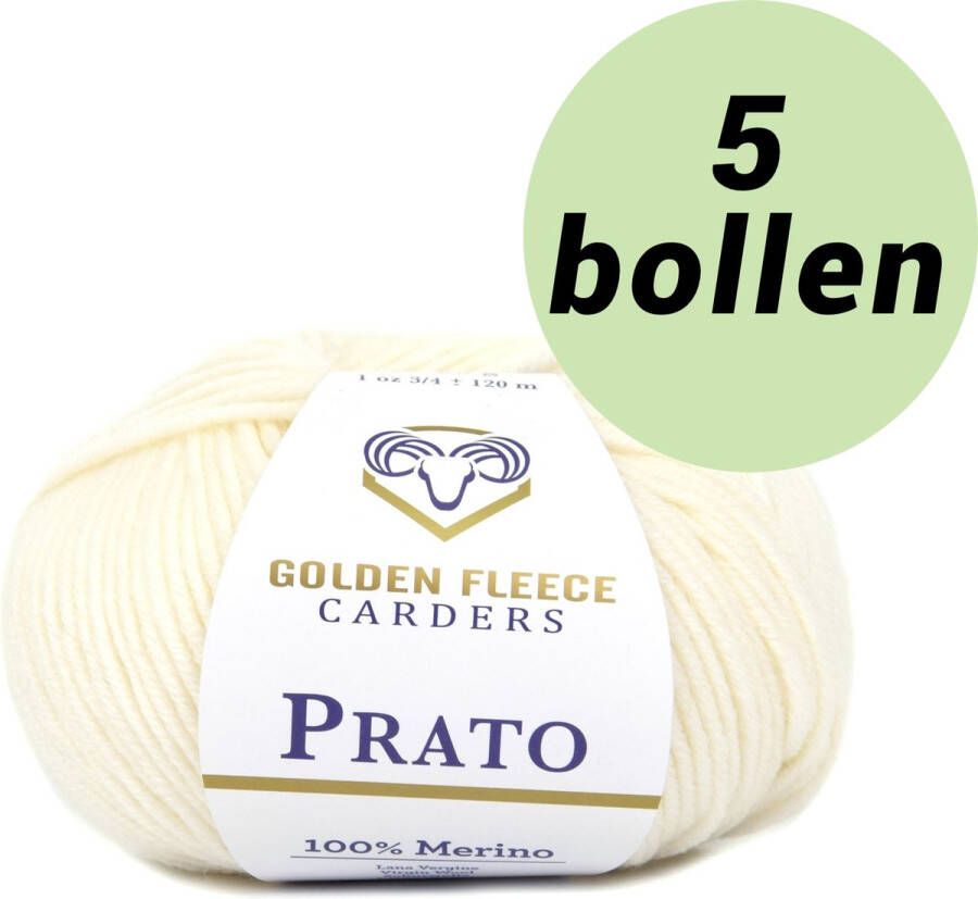 Golden Fleece yarn 5 bollen breiwol Wit (800) 100% merino wol s Prato pure white