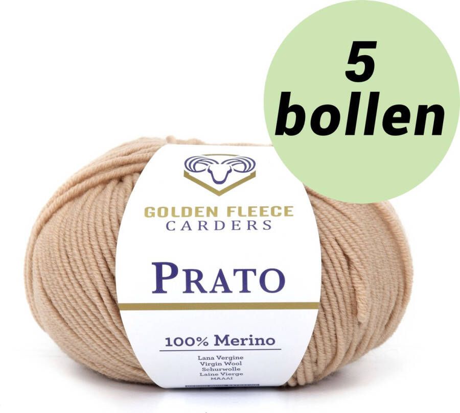 Golden Fleece yarn 5 bollen breiwol Zacht bruin (807) 100% merino wol s Prato tan brown