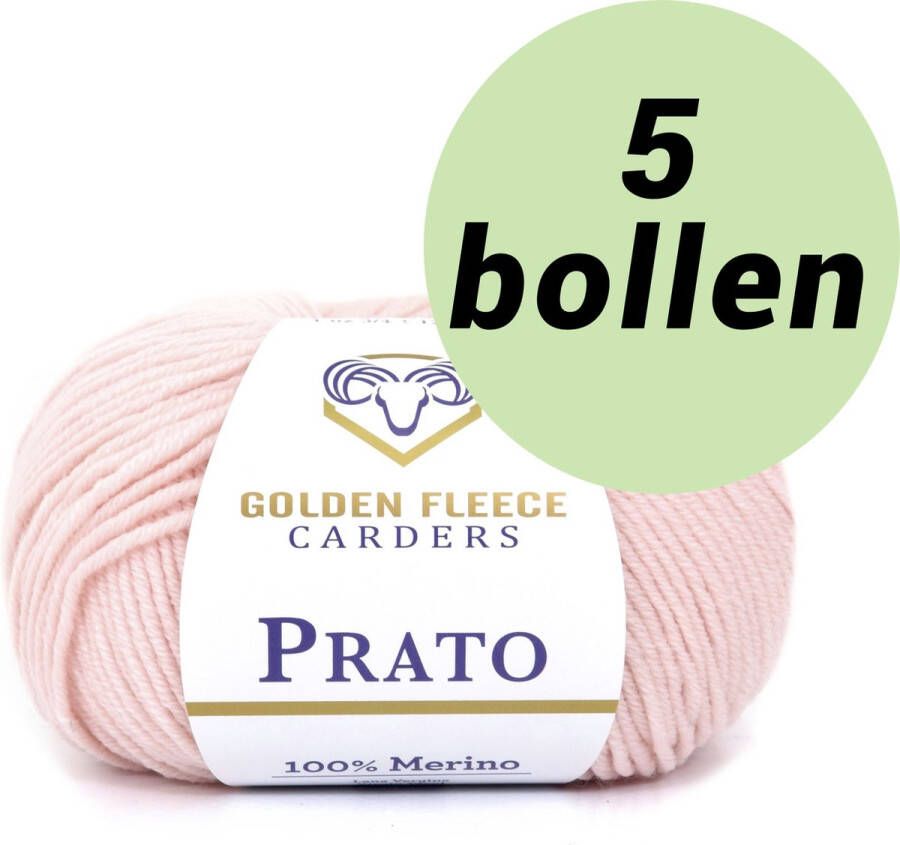 Golden Fleece yarn 5 bollen breiwol Zacht roze (803) 100% Merino wol s Prato blooming pink