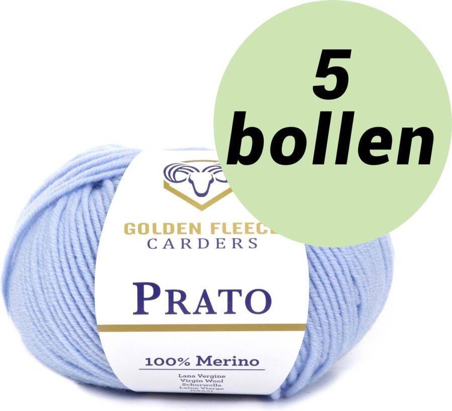 Golden Fleece yarn 5 bollen breiwol Zee blauw (810) 100% Merino wol s Prato aqua blue