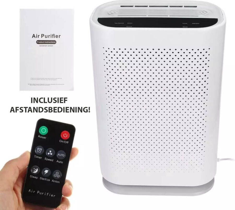 Golden Goods Luchtreiniger met 3-in-1 Filterbescherming Vervangbare Hepa Filter Met afstandsbediending UV Reiniger Geschikt voor kleine en grote Ruimtes tot 65m2