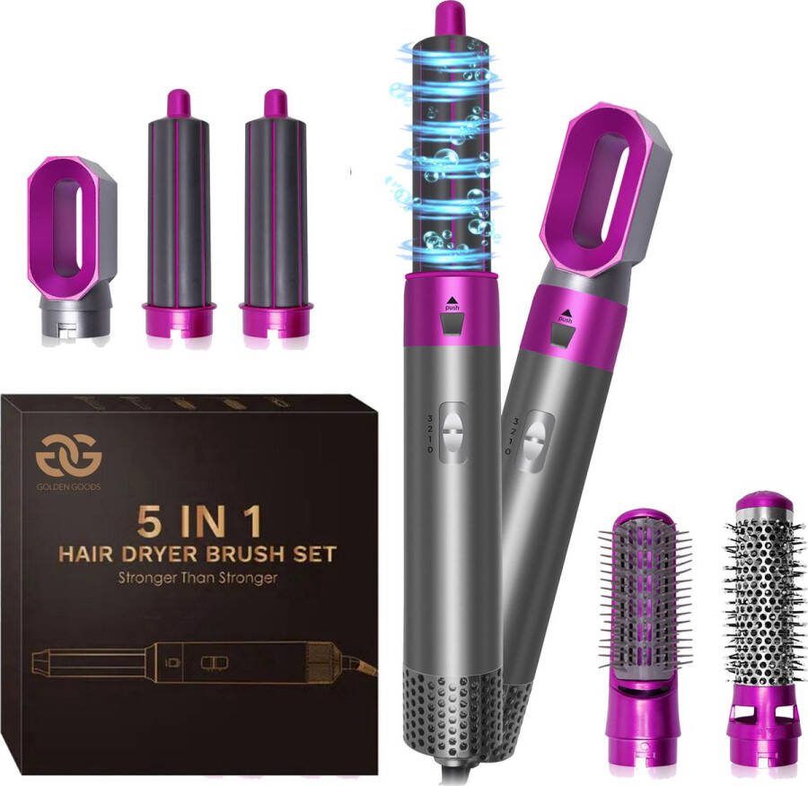 Golden Goods Multistyler Krultang 5 in 1 Föhnborstel Met 5 opzetstukken