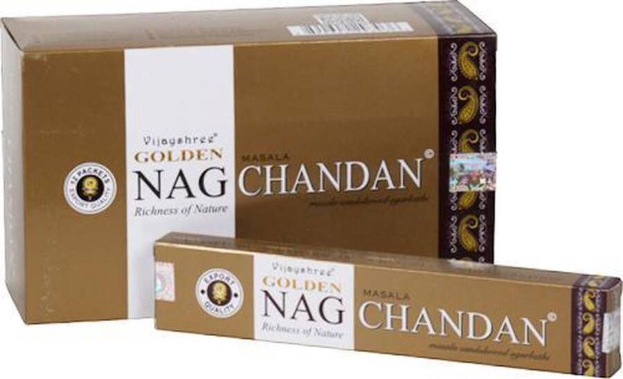 Vijayshree Golden Nag Wierook Chandan (12 pakjes van 15 gram)