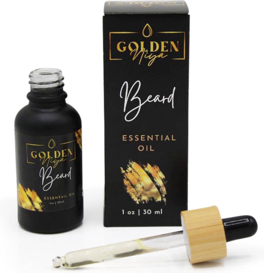 Golden Niya Baardolie Puur 30ml EU Bio EcoCert USDA Keurmerk- Haar huid gezicht- baard olie Koudgeperst biologisch- Proefdiervrij- Vitamine E- Beard oil -Pipetfles