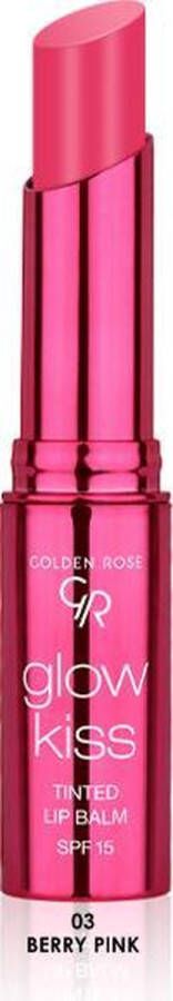 Golden Rose Glow Kiss Tinted Lip Balm BERRY PINK NO: 03 Met Hyaluronzuur vitamine E en SPF15