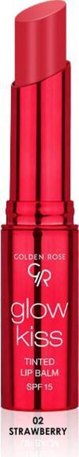 Golden Rose Glow Kiss Tinted Lip Balm STRAWBERRY: 02 Met Hyaluronzuur vitamine E en SPF15