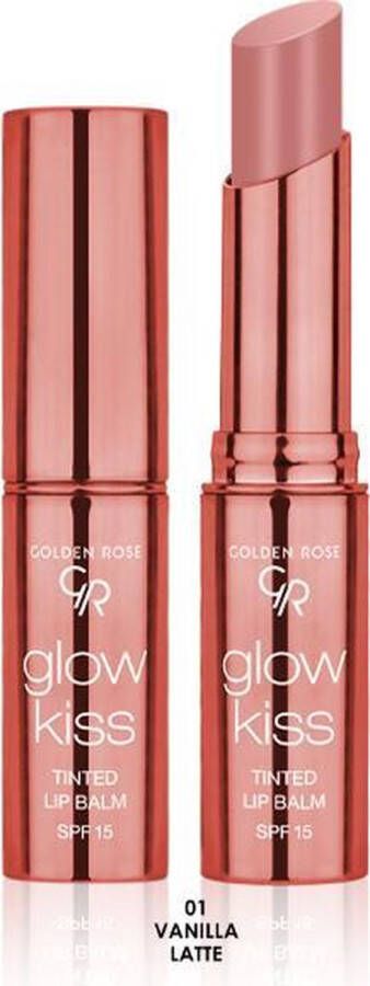 Golden Rose Glow Kiss Tinted Lip Balm VANILLA LATTE NO: 01 Met Hyaluronzuur vitamine E en SPF15