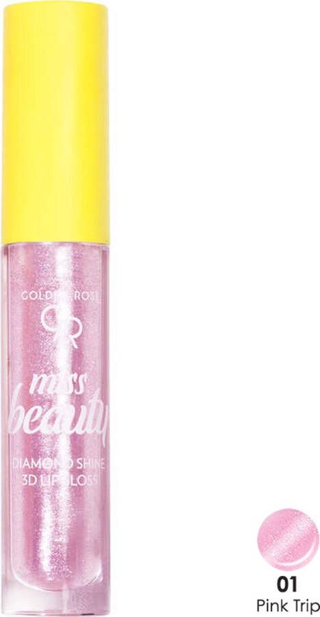 Golden Rose MISS BEAUTY DIAMOND SHINE 3D LIPGLOSS NO:01 PINK TRIP niet plakkerig fijne structuur