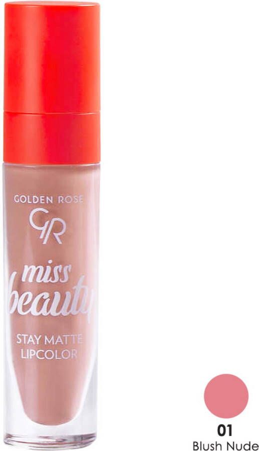 Golden Rose MISS BEAUTY STAY MATTE LIPCOLOR NO:01 BLUSH NUDE Vloeibare Lippenstift die goed blijft zitten Kissproof