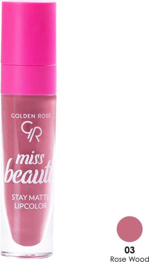 Golden Rose MISS BEAUTY STAY MATTE LIPCOLOR NO:03 ROSEWOOD Vloeibare Lippenstift die goed blijft zitten Kissproof