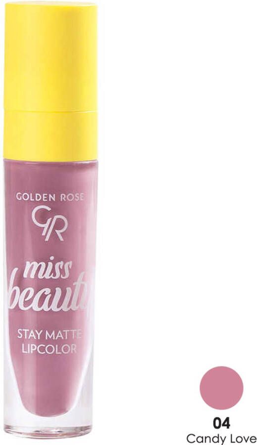 Golden Rose MISS BEAUTY STAY MATTE LIPCOLOR NO:04 CANDY LOVE Vloeibare Lippenstift die goed blijft zitten Kissproof