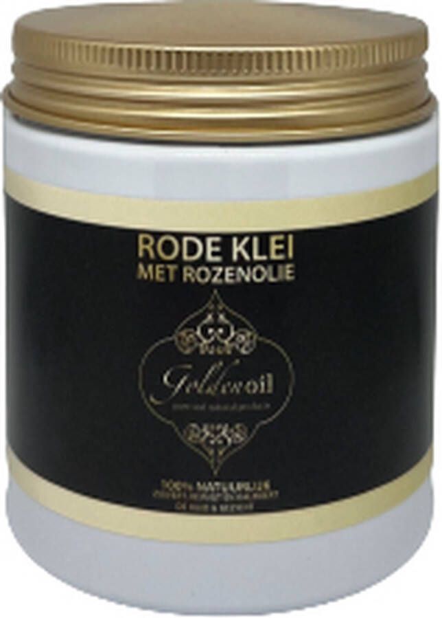GoldenOil Gezichtsmasker met rode klei en pure Rozenolie Gezichtsmaskers verzorging Zuivert reinigt en kalmeert de huid en gezicht Rijk aan vitamine E en Ijzeroxide stimulering doorbloeding 200 gram gezichtsmaskers verzorging