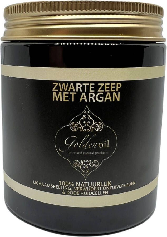GoldenOil Zwarte Zeep met Arganolie Savon noir Body scrub Diepreinigend Lichaamspeeling Kalmerend Beschermend 100% natuurlijk zwarte zeep