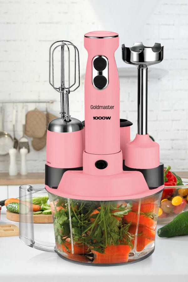 GoldMaster ELENA MAX GM 7239P Staafmixer RVS Keukenmachine Keukenrobot Blender Smoothie Pink Roze