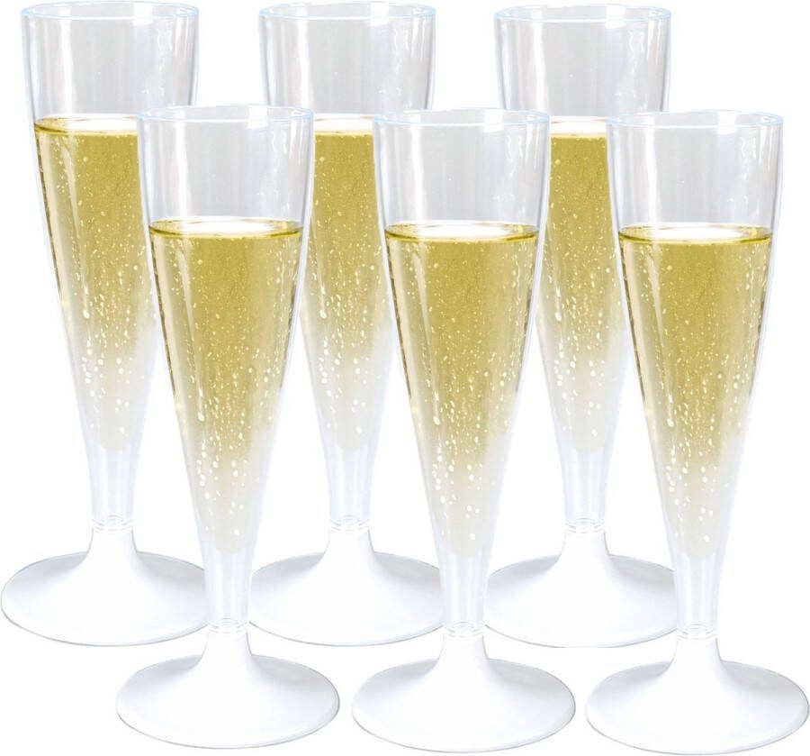 Goldplast champagneglas 24x met losse voet 138ml transparant herbruikbaar Kunststof