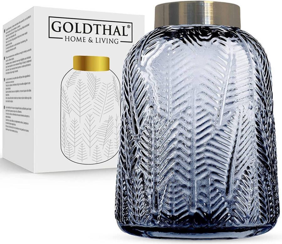 Goldthal Premium design vaas glas met gouden rand 21 cm ideaal voor droogbloemen pampasgras boeket perfecte bruiloft jubileum verjaardagscadeau voor vrouw decoratie woonkamer