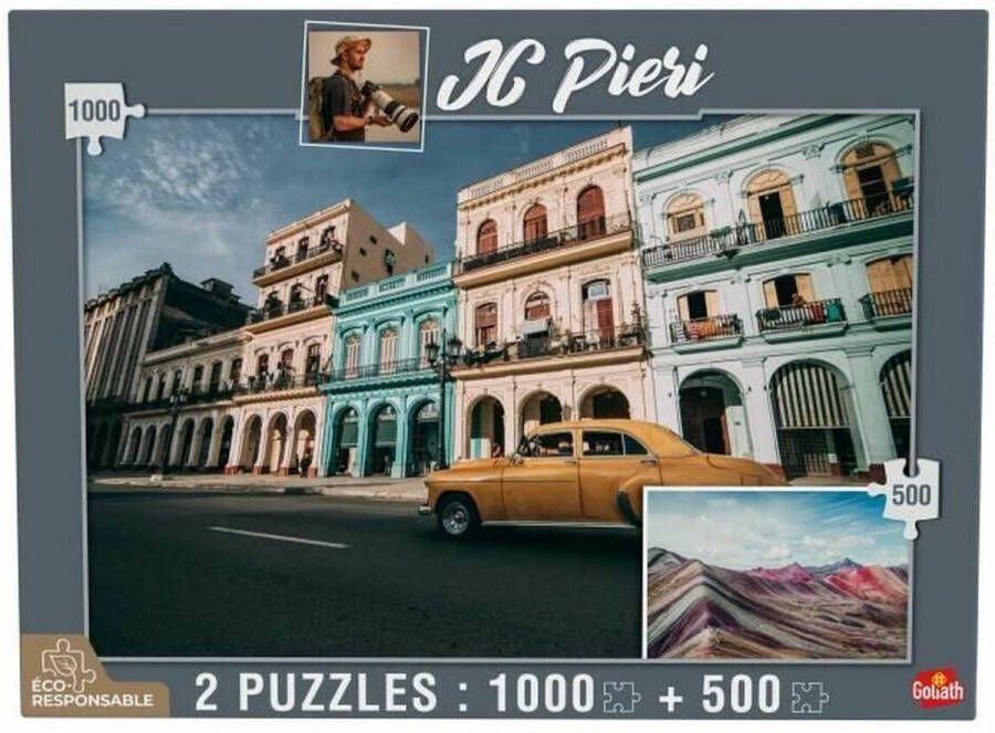 Goliath JC Pieri Collection Puzzel La Havanne (Cuba) en Rainbow Mountain (Peru) 1000 en 500 stukjes