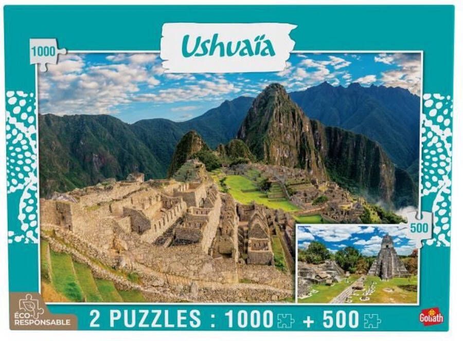 Goliath Ushuaia Collectie Machu Picchu (Peru) en Tikal (Guatemala) Puzzels 1000 en 500 stukjes