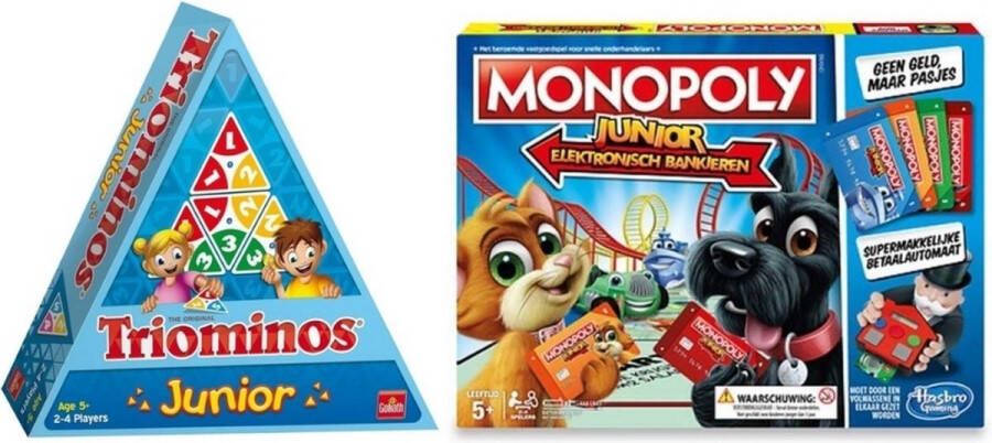 Goliath Spellenbundel 2 Stuks Triominos Junior & Monopoly Junior Elektronisch Bankieren