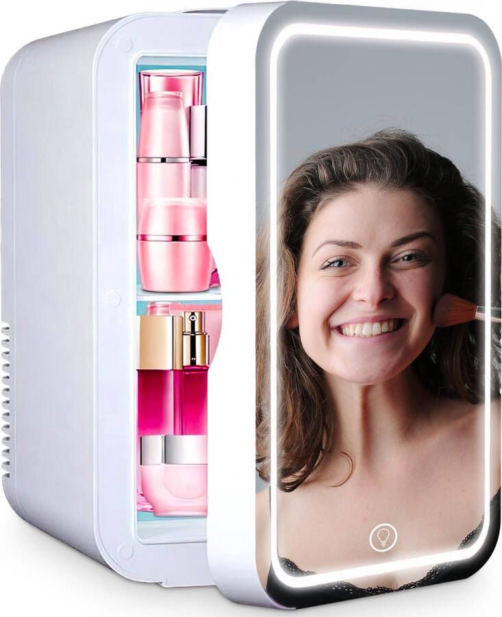 Goliving Skincare Fridge Make-up koelkast Beauty Koelkast Mini-koelkast met spiegel en verlichting Mini fridge