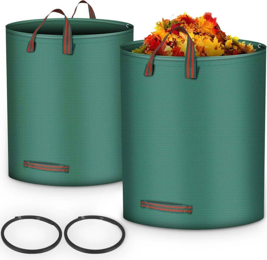 Goliving Tuinafvalzak Set van 2- Tuinafvalzakken opvouwbaar Tuinzak Tuinafvalemmer 2x 280 liter Groen