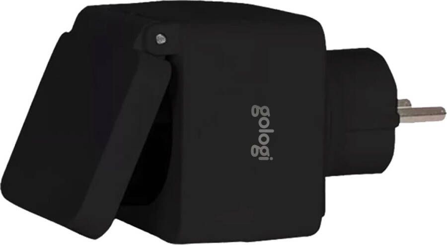 Gologi Slimme stekker buiten Smart plug IP44 Tijdschakelaar & Energiemeter WIFI Google Home & Amazon Alexa Zwart