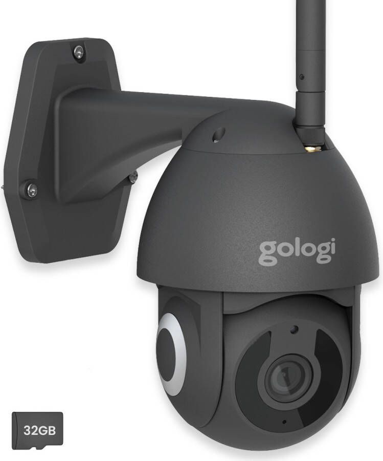 Gologi Superior Outdoorcamera Buiten camera met nachtzicht Beveiligingscamera Security camera 3MP Met wifi en app Met 32GB SD-kaart Zwart