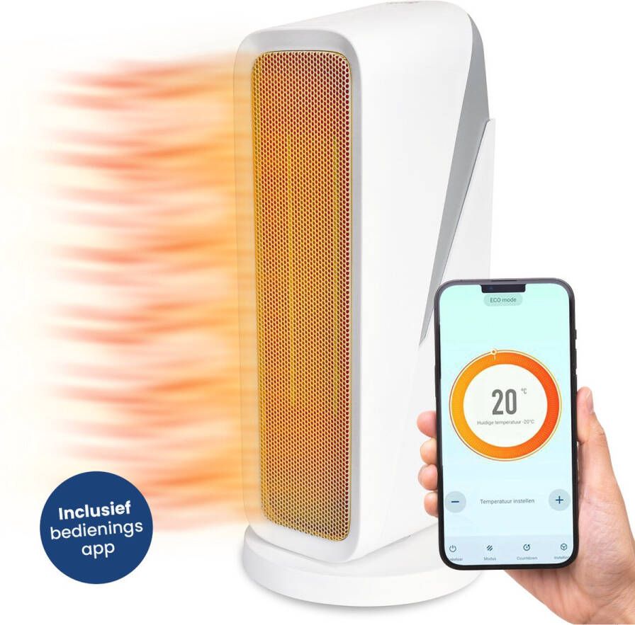 Gologi Ventilatorkachel met Thermostaat Kachel Elektrisch Verwarming Heater Met app en Touch Bediening 1500W