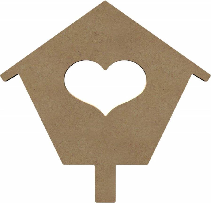 Gomille MDF Figuur Vogelhuis met Hart 26 cm