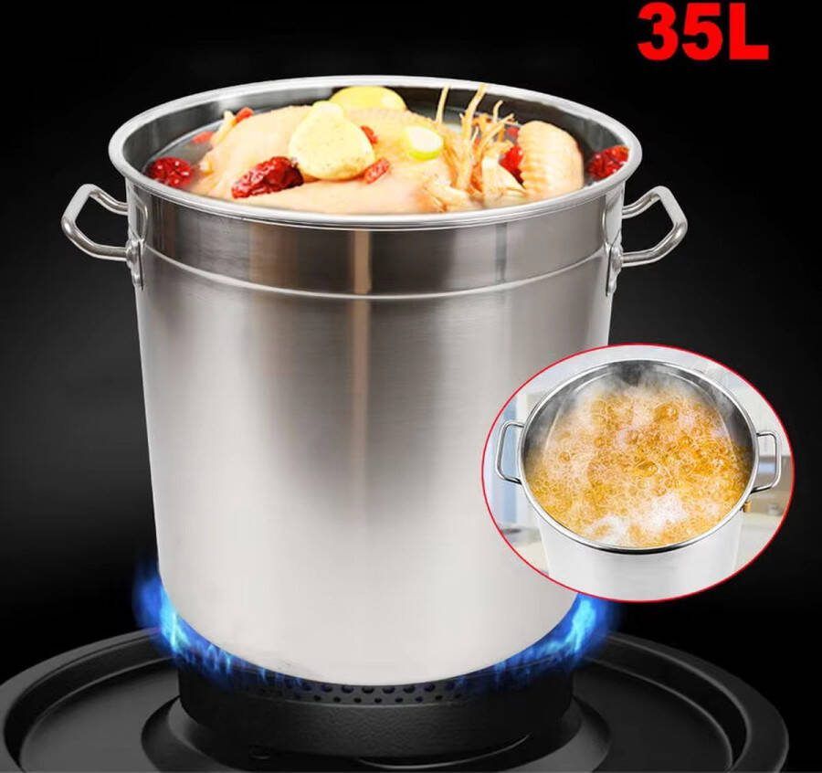 GoMyShop.nl 35L RVS Steelpan – Soeppan met Deksel – Universele Goulash Ketel – Ideaal voor Camping en Koken