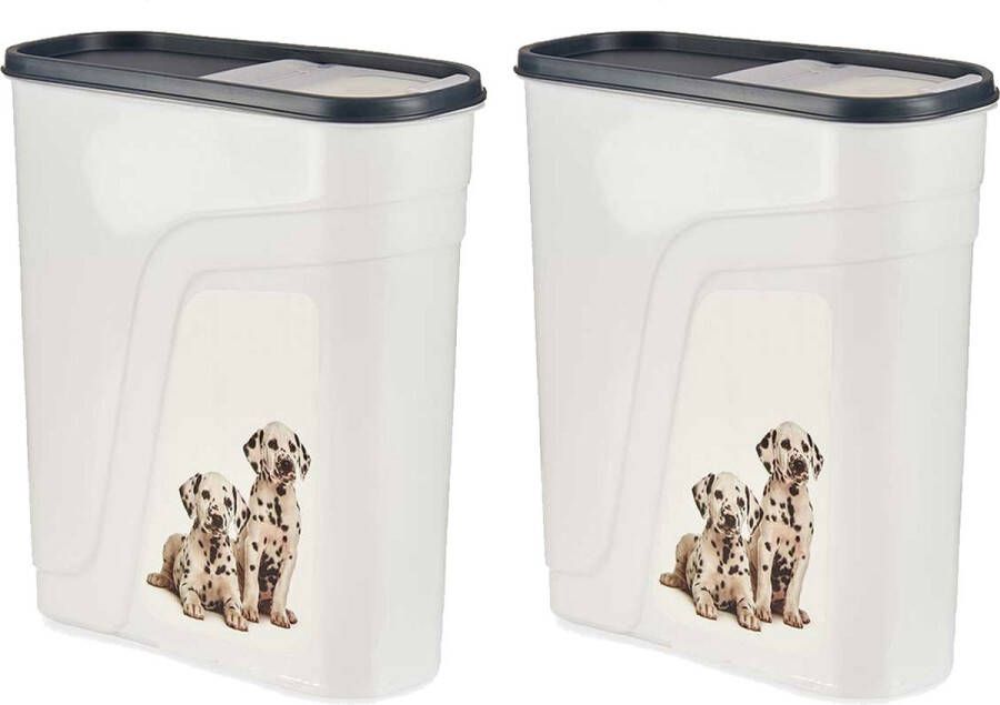 Gondol Plastics Gondol huisdieren voedsel voercontainer 2x voorraad box kunststof 4.0 liter strooibus dispenser katten honden en meer