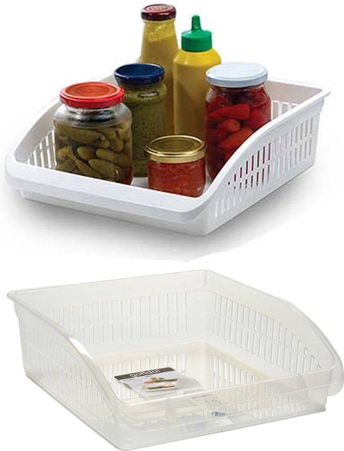 Gondol Plastics Gondol Koelkast keuken organiser open mand 2x transparant kunststof 29 x 26 x 8 cm
