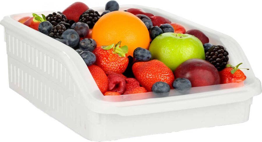 Gondol Plastics Gondol Koelkast keuken organiser open mand wit kunststof 30 x 26 x 9 cm