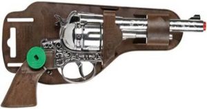 Gonher Cowboy verkleed speelgoed revolver pistool metaal 12 schots plaffertjes Verkleedattributen