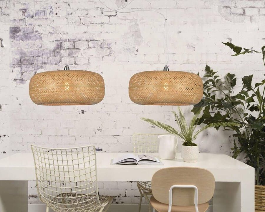 GOOD&MOJO Good & Mojo Dubbele Hanglamp PALAWAN Bamboe Beige Product Met gloeilamp: Nee