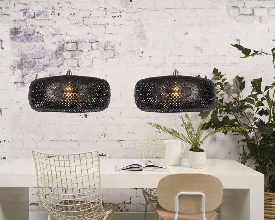 GOOD&MOJO Good & Mojo Dubbele Hanglamp PALAWAN Bamboe Zwart Product Met gloeilamp: Nee