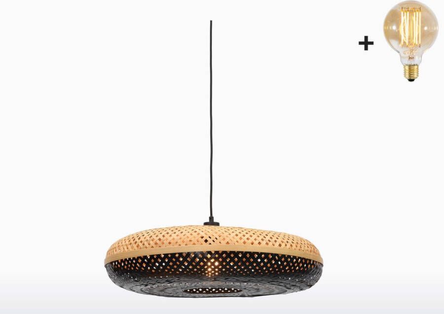 GOOD&MOJO Good & Mojo Hanglamp PALAWAN Bamboe Large Product Kleur: Nat. zwart Product Met gloeilamp: Nee