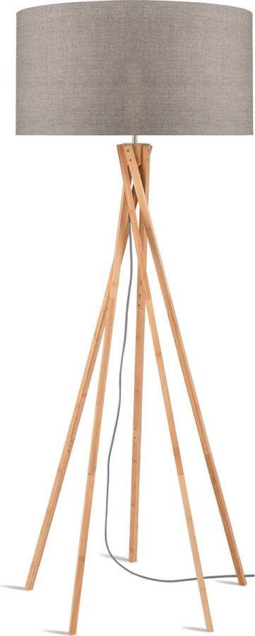 GOOD&MOJO Vloerlamp Kilimanjaro Taupe Bamboe Ø60cm Scandinavisch Bohemian Staande lampen voor Woonkamer Slaapkamer