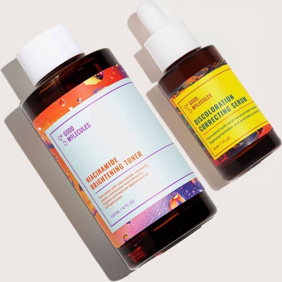 Good Molecules Blemish Scar and Discoloration Set Niacinamide Verhelderende toner en corrigerend gezichtsserum met tranexaminezuur voor littekens donkere vlekken toon textuur hydratatie Huidverzorging voor het gezicht