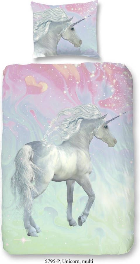 Good Morning 5795-P Unicorn kinderdekbedovertrek eenpersoons 140x200 220 cm 100% katoen